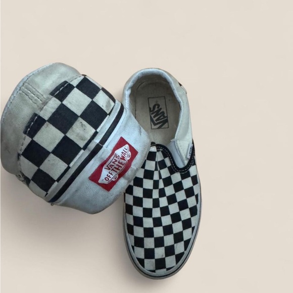 Vans Black and White Checkered Slip-On Sneakers - Picture 4 of 6